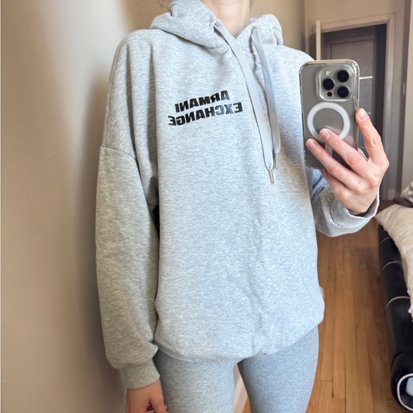 ARMANI EXCHANGE Gray Oversized Sweat Hoodie - Picture 3 of 9